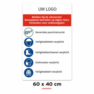 bouwplaatsbord met logo